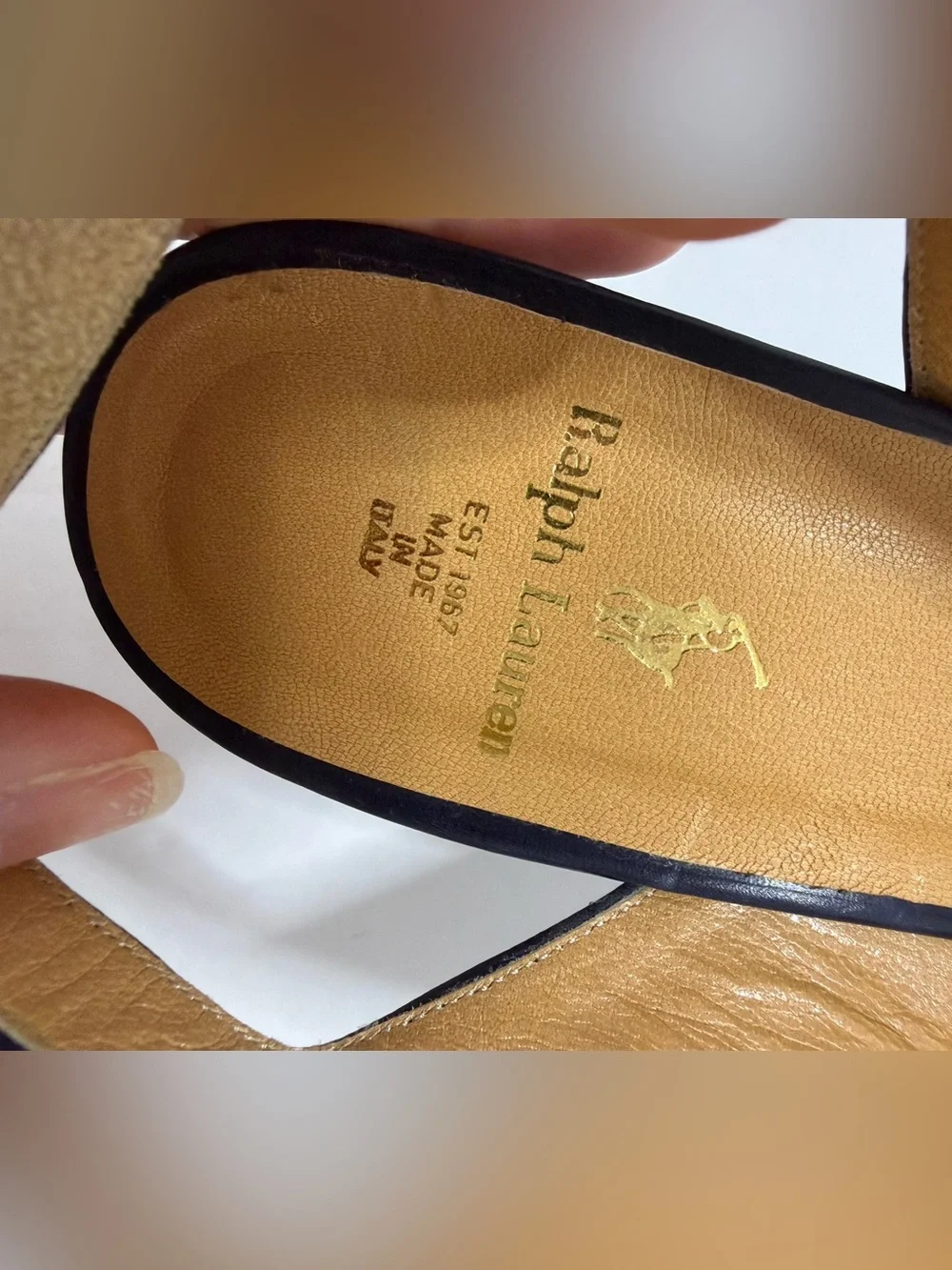 Ralph Lauren Vintage Made in Italy Leather Slingback Cap Toe Heels 7.5B